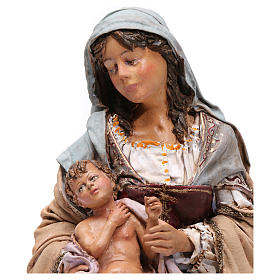 Heilige Familie, Maria mit dem Jesuskind im Arm, für 30 cm Krippe von Angela Tripi, Terrakotta