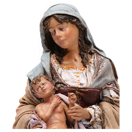 Heilige Familie, Maria mit dem Jesuskind im Arm, für 30 cm Krippe von Angela Tripi, Terrakotta 2