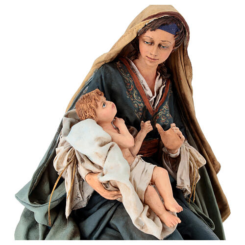 Heilige Familie, Maria mit dem Jesuskind im Arm, für 30 cm Krippe von Angela Tripi, Terrakotta 6