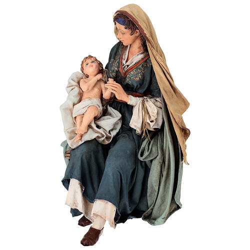 Heilige Familie, Maria mit dem Jesuskind im Arm, für 30 cm Krippe von Angela Tripi, Terrakotta 8