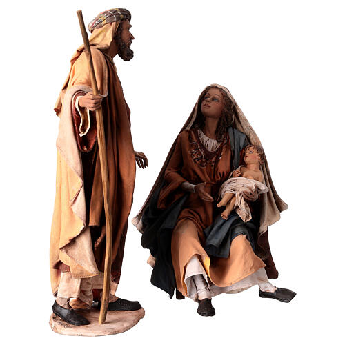 Heilige Familie, 3 Figuren, sitzende Madonna, für 30 cm Krippe von Angela Tripi, Terrakotta 8