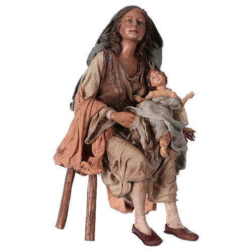 Natividad 3 piezas con Virgen sentada belén Angela Tripi 30 cm 3