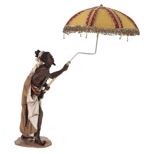 Schiavo con ombrello 30 cm presepe Angela Tripi 4