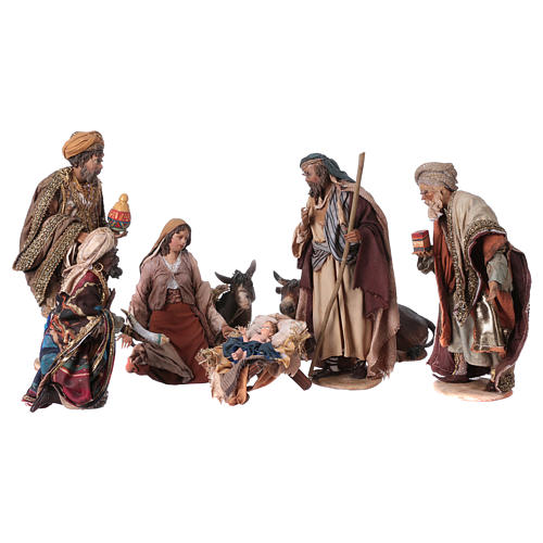 Heilige Familie und Heilige 3 Könige, 8 Figuren, für 18 cm Krippe von Angela Tripi, Terrakotta 1