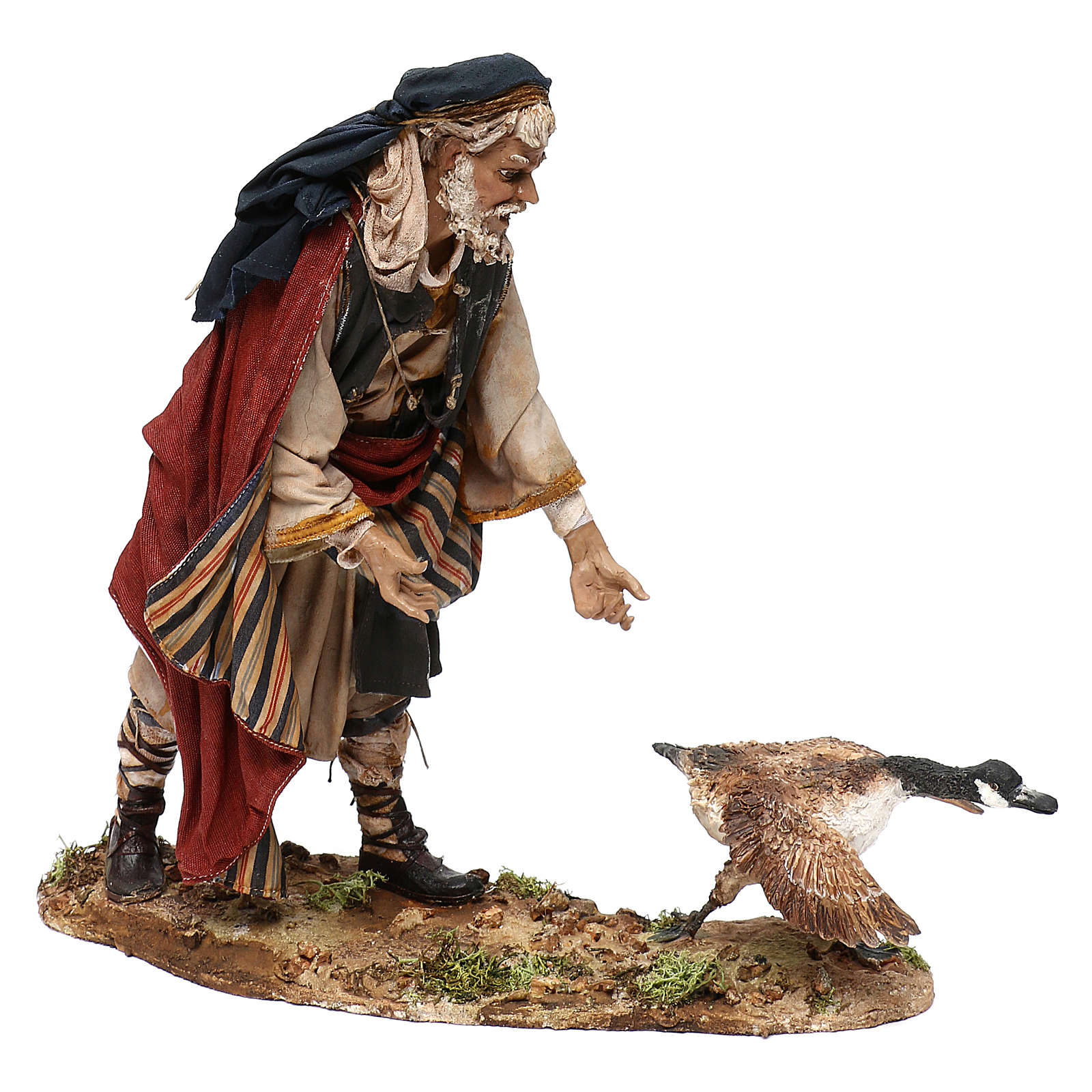 Pastore che caccia l'oca presepe da 30 cm Angela Tripi vendita online