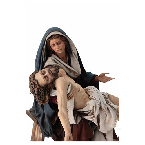Pietà, Szene der Kreuzabnahme, für 30 cm Krippe von Angela Tripi, Terrakotta 4