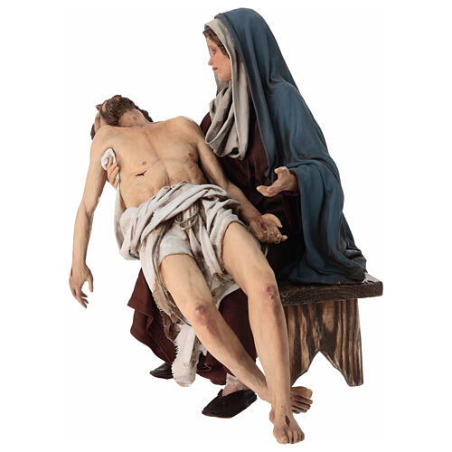 Pietà, Szene der Kreuzabnahme, für 30 cm Krippe von Angela Tripi, Terrakotta 5