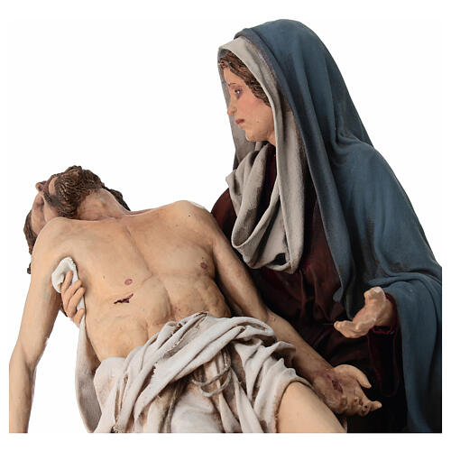 Pietà, Szene der Kreuzabnahme, für 30 cm Krippe von Angela Tripi, Terrakotta 6