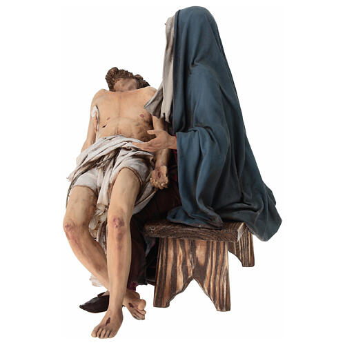 Pietà, Szene der Kreuzabnahme, für 30 cm Krippe von Angela Tripi, Terrakotta 7