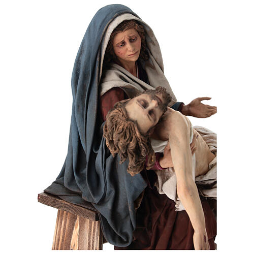 Pietà, Szene der Kreuzabnahme, für 30 cm Krippe von Angela Tripi, Terrakotta 8