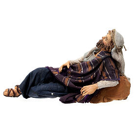 Schlafender Hirte, für 13 cm Krippe von Angela Tripi, Terrakotta