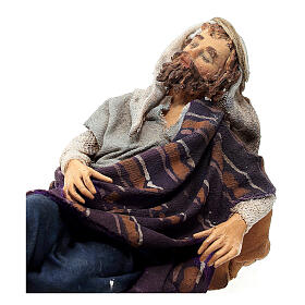 Schlafender Hirte, für 13 cm Krippe von Angela Tripi, Terrakotta