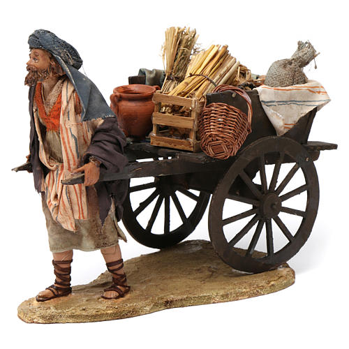 Paesant with cart for Nativity by Angela Tripi 13 cm 1