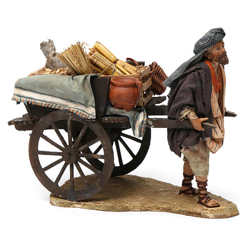 Paesant with cart for Nativity by Angela Tripi 13 cm 2