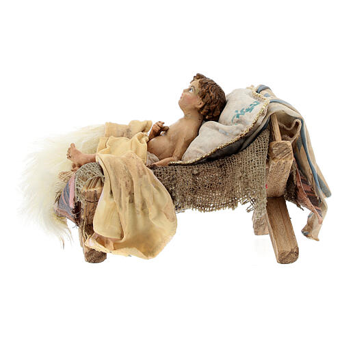 Jesuskind in der Wiege, für 18 cm Krippe von Angela Tripi, Terrakotta 5