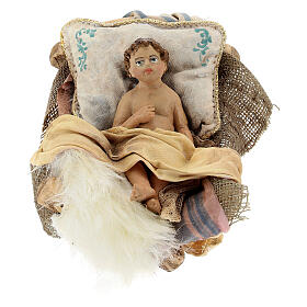 Baby Jesus in his cradle by Angela Tripi 18 cm