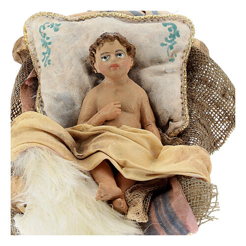 Baby Jesus in his cradle by Angela Tripi 18 cm 2