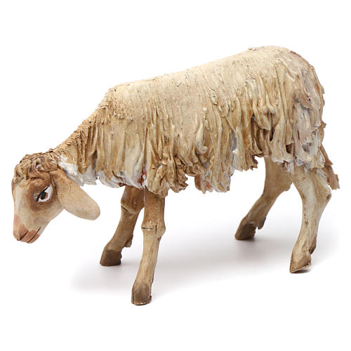 Mouton accroupi terre cuite crèche 18 cm Angela Tripi 1