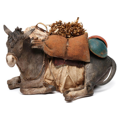 Sitting loaded donkey for 30 cm Nativity scene by Angela Tripi 1