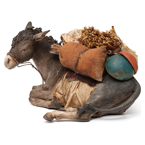 Sitting loaded donkey for 30 cm Nativity scene by Angela Tripi 3