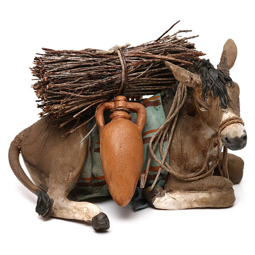 Nativity Scene figurine Loaded donkey, Angela Tripi 13 cm 1