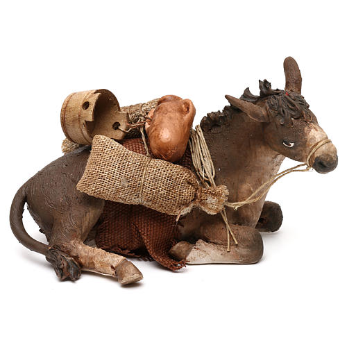 Donkey lying with bags, 18 cm in terracotta Tripi 1