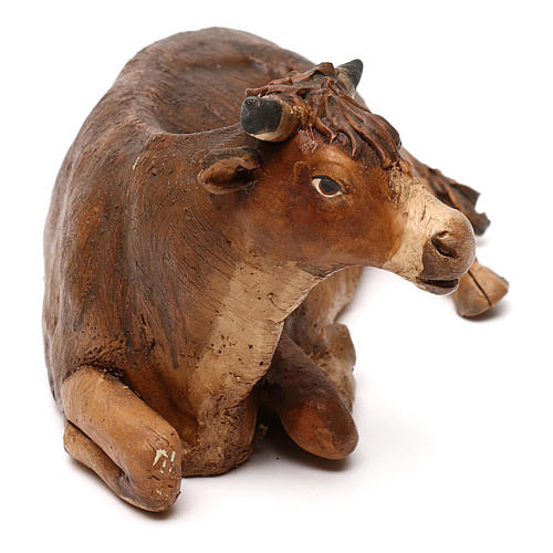 Brown ox resting, 18 cm in terracotta Tripi 2