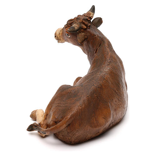 Brown ox resting, 18 cm in terracotta Tripi 4