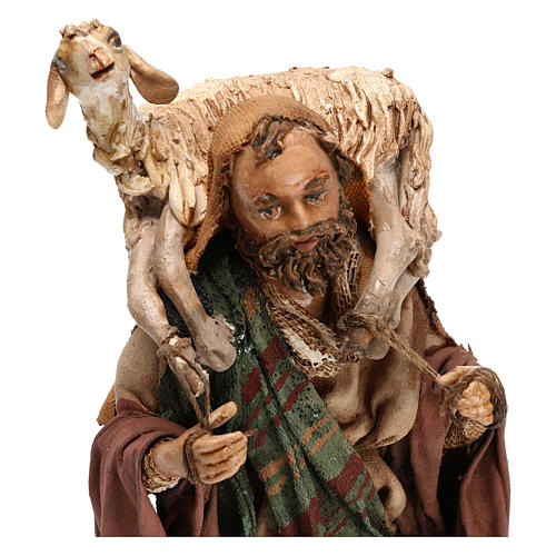 Nativity Scene figurine Shepherd carrying sheep, Angela Tripi 13 cm 2