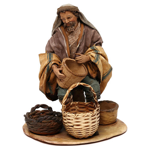 Shepherd with baskets, 18 cm nativity Angela Tripi 1