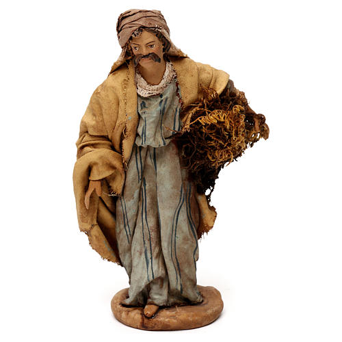 Nativity Scene figurine Man with herbs and straw, Angela Tripi 13 cm 1