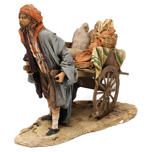 Shepherd with cart, 18 cm nativity Angela Tripi 4