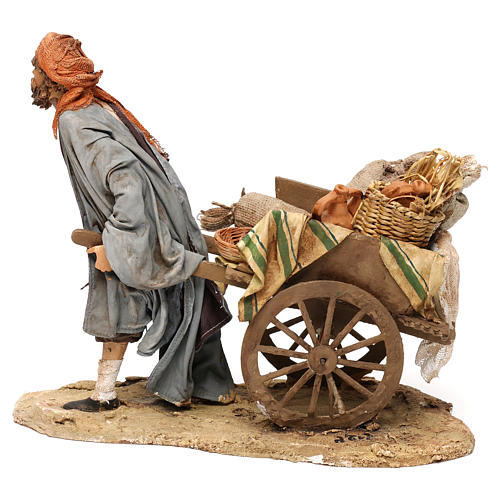 Shepherd with cart, 18 cm nativity Angela Tripi 5