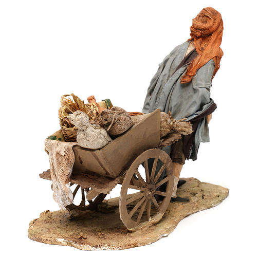 Shepherd with cart, 18 cm nativity Angela Tripi 6