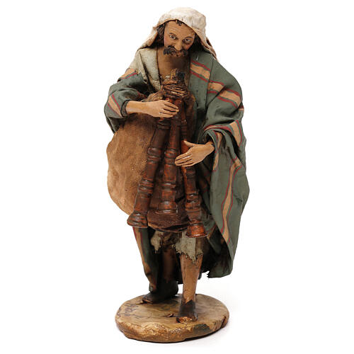 Old bagpiper, 18 cm nativity Angela Tripi 1