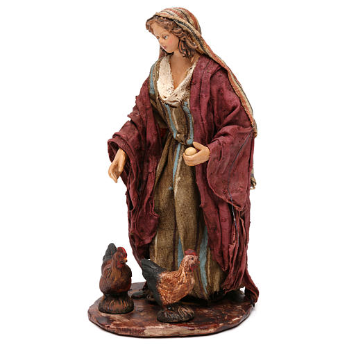 Nativity Scene figurine Woman with chickens, Angela Tripi 18 cm 2