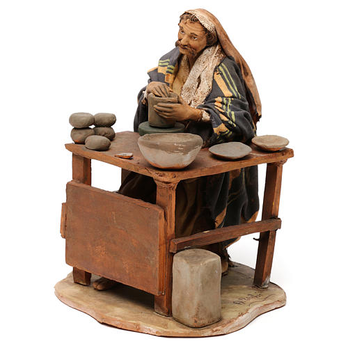Nativity Scene figurine Man with lathe, Angela Tripi 18 cm 3