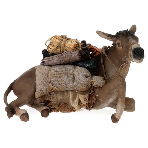 Asino con carico 30 cm presepe Tripi 1