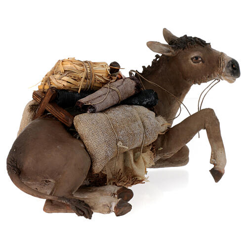 Asino con carico 30 cm presepe Tripi 3
