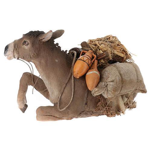 Asino con carico 30 cm presepe Tripi 4