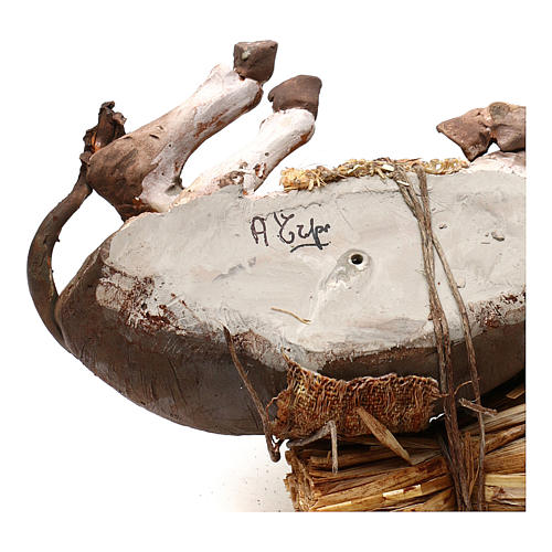 Ruhender Esel mit Last, für 18 cm Krippe von Angela Tripi, Terrakotta 5