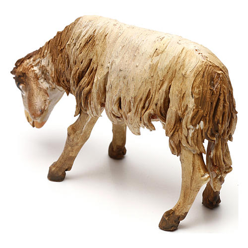 Pecora che bruca terracotta 13 cm presepe Tripi 3