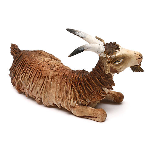 Cabra deitada em terracota artesanal para Presépio Angela Tripi com figuras de altura média 13 cm 2