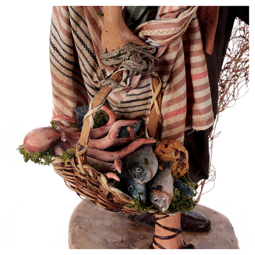 Fischer mit Netz, für 30 cm Krippe von Angela Tripi, Terrakotta 5