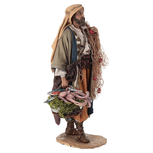Fischer mit Netz, für 30 cm Krippe von Angela Tripi, Terrakotta 5