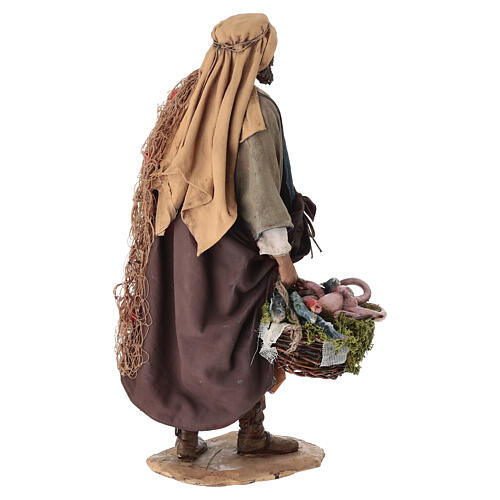 Fischer mit Netz, für 30 cm Krippe von Angela Tripi, Terrakotta 7