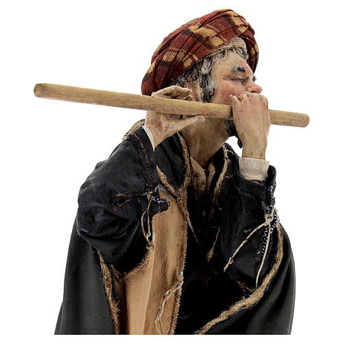 Flötenspieler, für 30 cm Krippe von Angela Tripi, Terrakotta 4