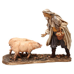 Hirte mit Schweinen, für 13 cm Krippe von Angela Tripi, Terrakotta