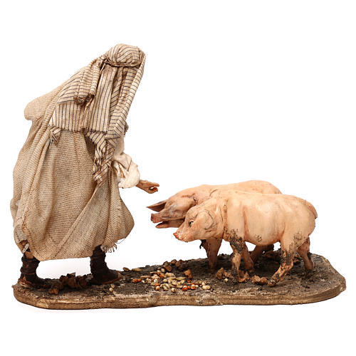 Hirte mit Schweinen, für 13 cm Krippe von Angela Tripi, Terrakotta 6