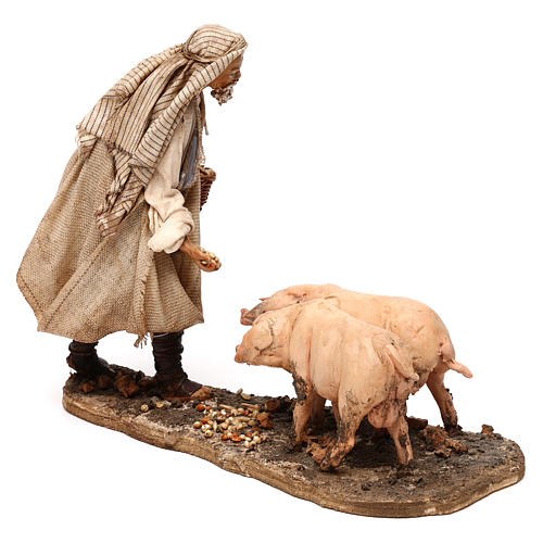Man with pigs for 13 cm Nativity scene, Angela Tripi 5